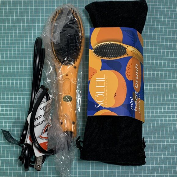 Soleil Mini Heat Brush Apricot Ceramic Tourmaline Bristles Infrared Technology - Picture 2 of 4